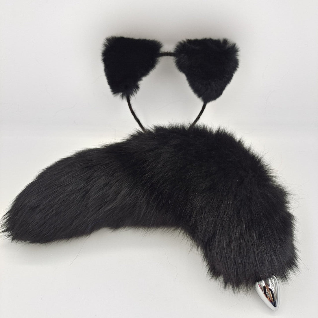 Black Fluffy Fox Tail Butt Plug