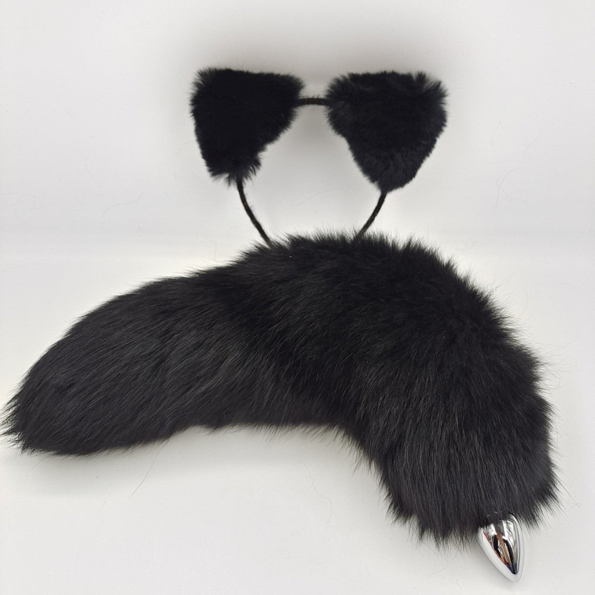 Black Fluffy Fox Tail Butt Plug