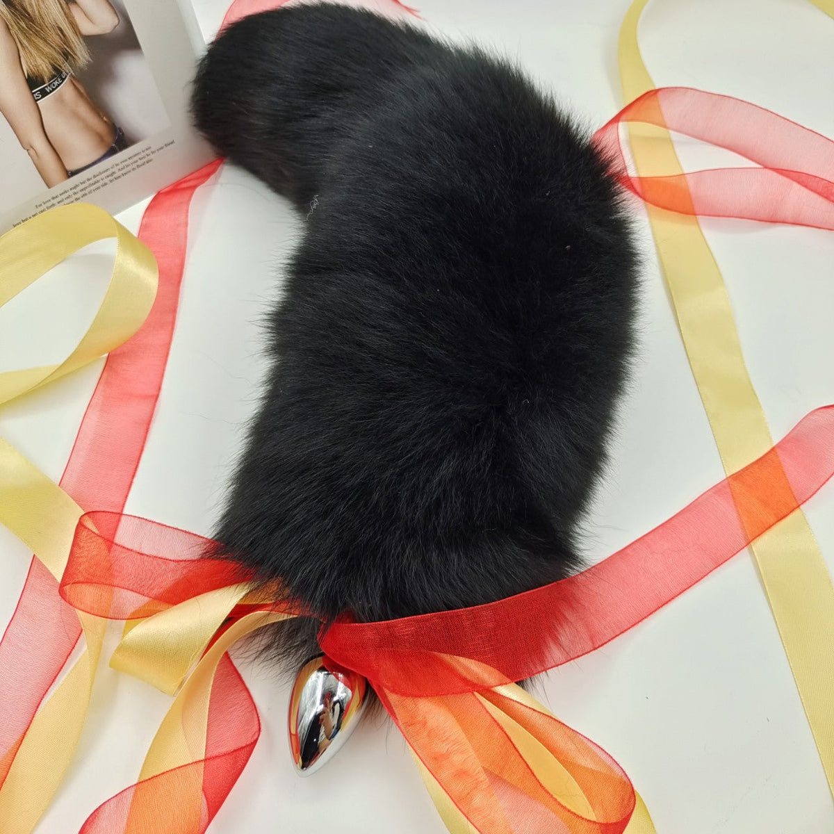 Black Fluffy Fox Tail Butt Plug