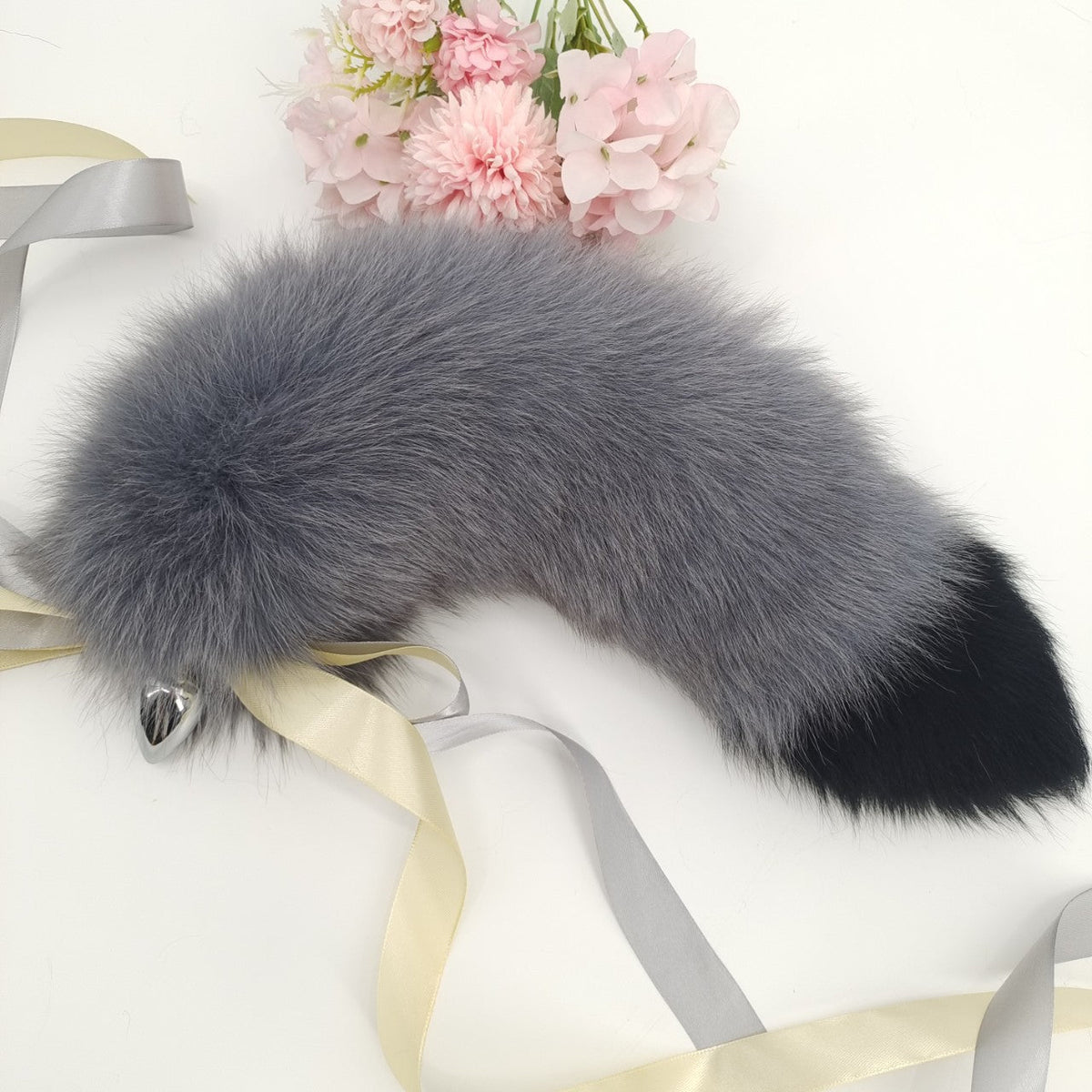 15.7 Inch Grey Fox Tail Guy Butt Plug