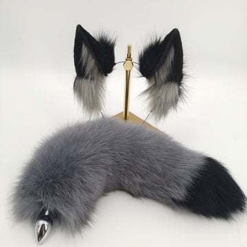15.7 Inch Grey Fox Tail Guy Butt Plug