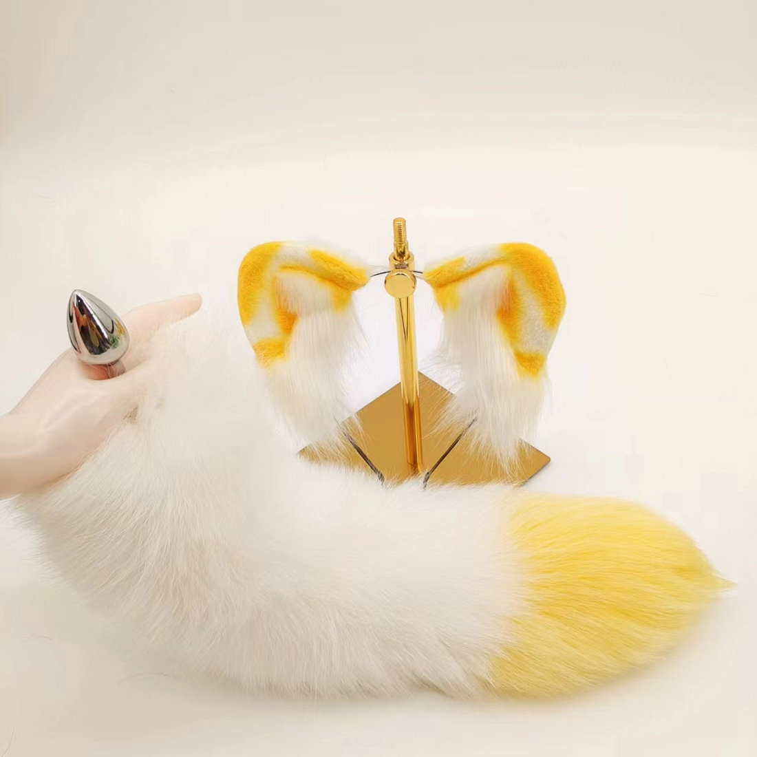 Yellow Cute Fox Tail beginner Butt Plug