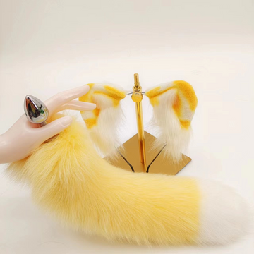Yellow Cute Fox Tail beginner Butt Plug