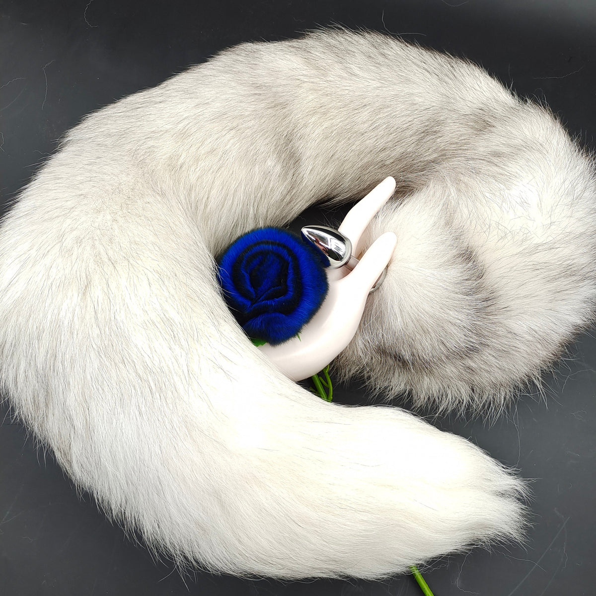 Cosplay White Furry Fox Anal Plug Tail