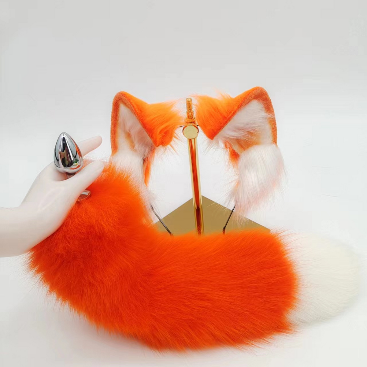 Orange Fox Tail Butt Plug For Women