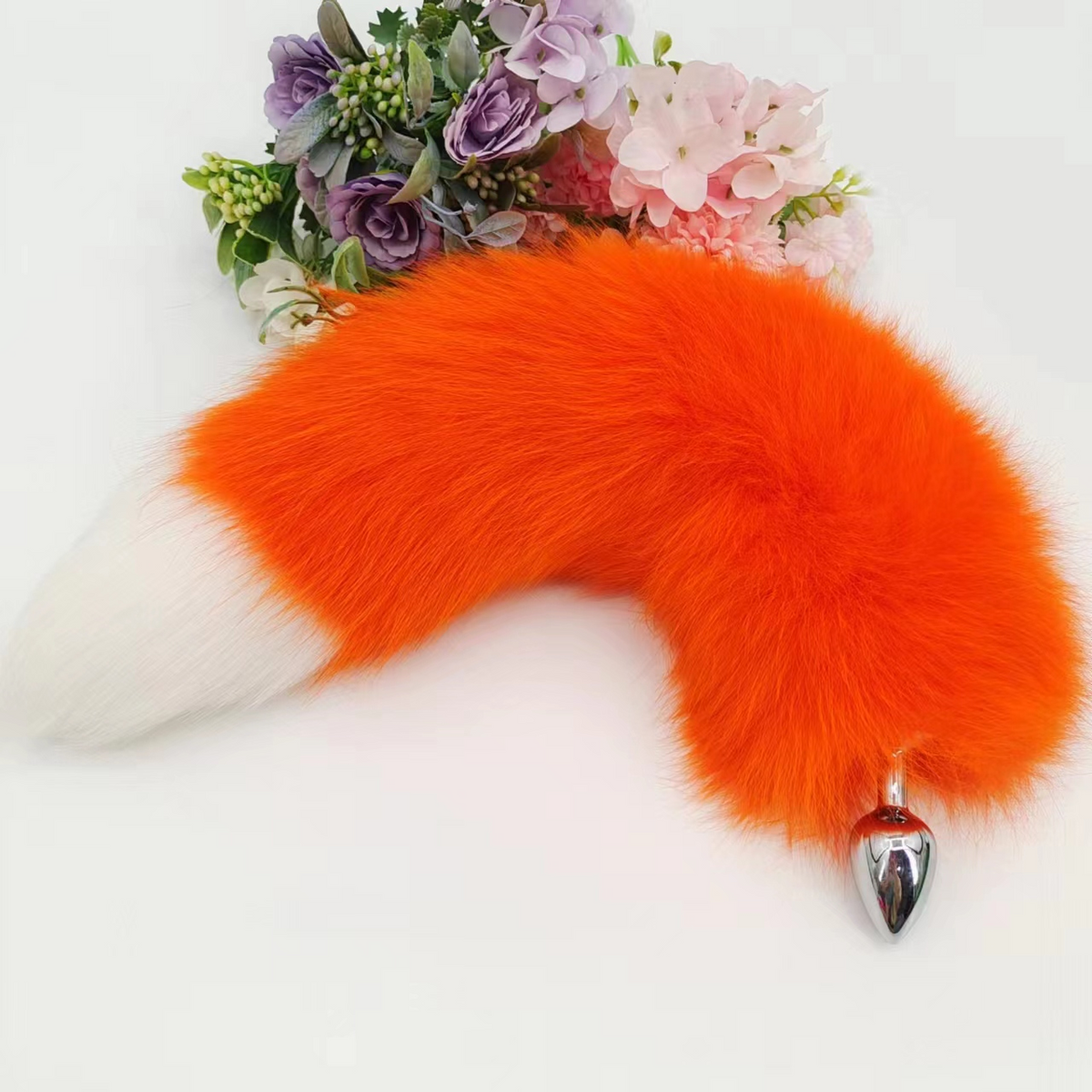 Orange Fox Tail Butt Plug For Women