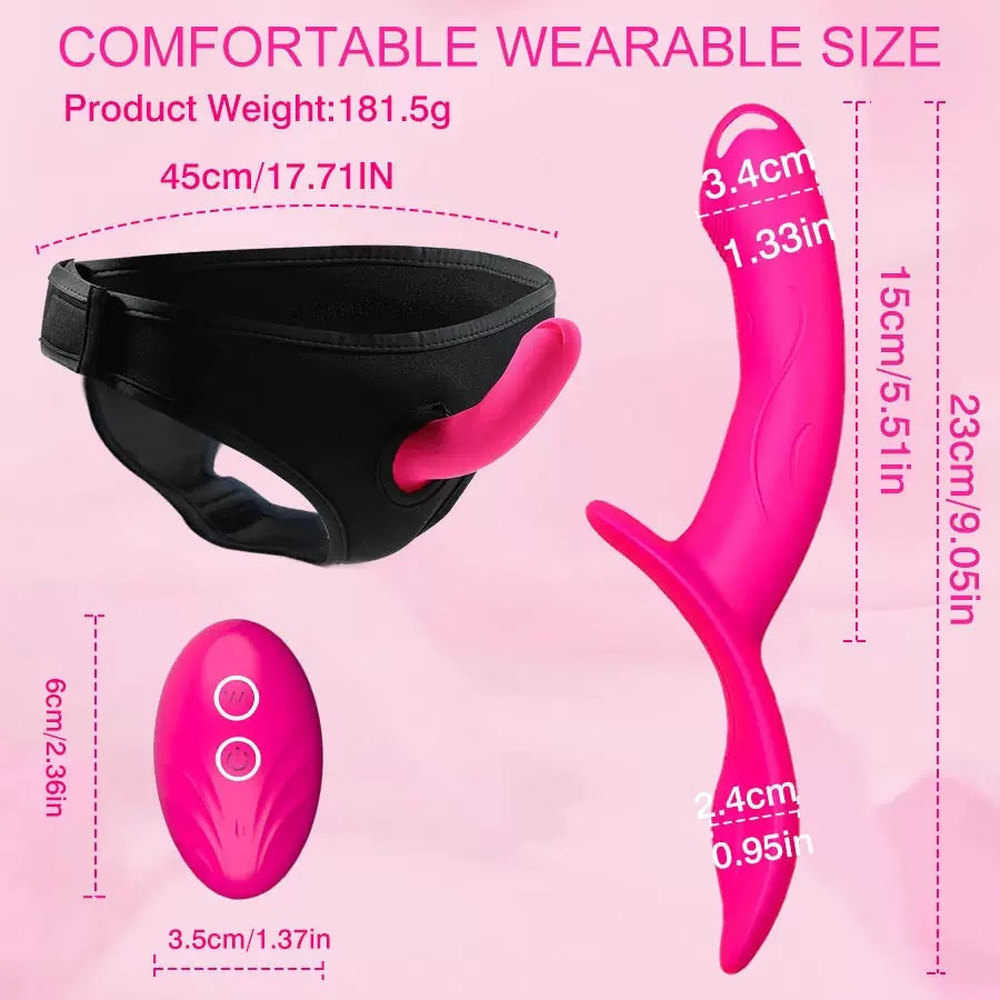 Pink Strap-On Vibrating Dildo for Lesbian