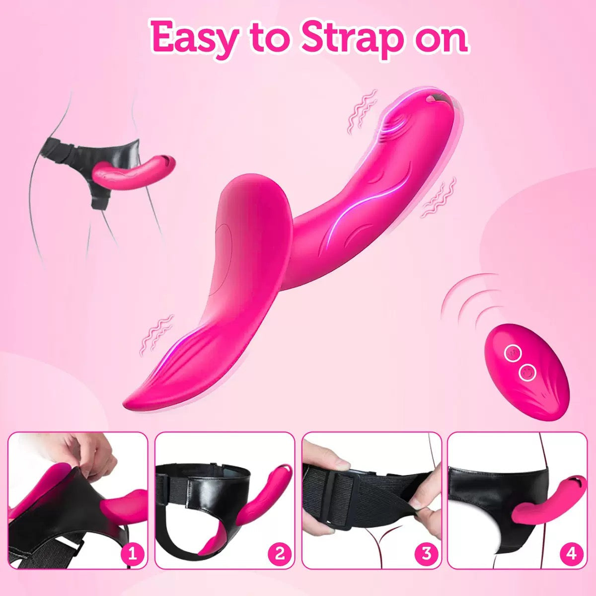 Pink Strap-On Vibrating Dildo for Lesbian