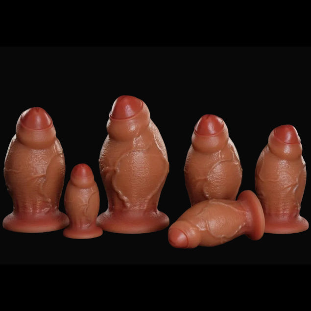 Realistic Fat Curved Silicone Uncircumcised Dildo