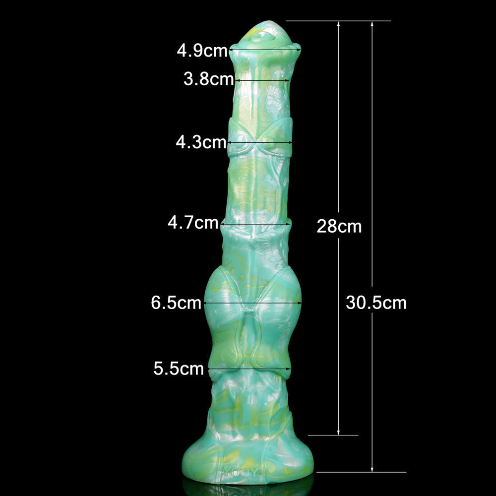 12 Inch Green Long Silicone Knot Horse Dildo