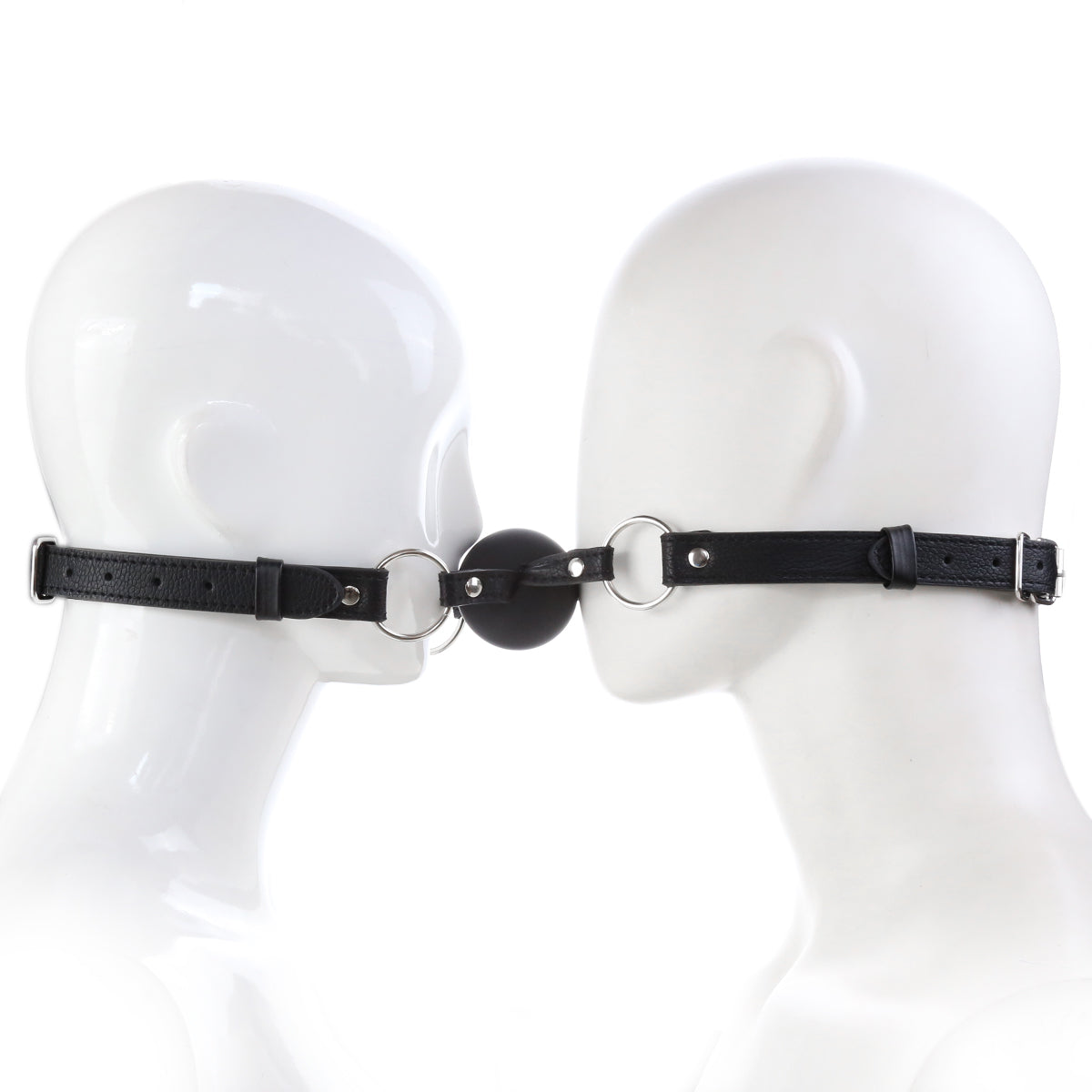 Leather 5 cm Black BDSM Double Ball Gag