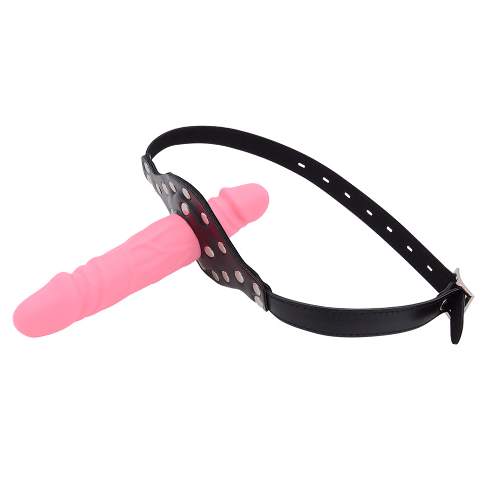 Pink Femdom Strap-On Face Dildo Gag