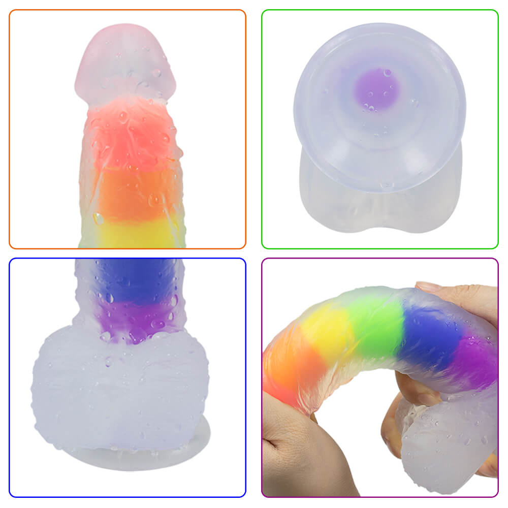 7.4 Inch Jelly Rainbow Soft Dual Density Dildo