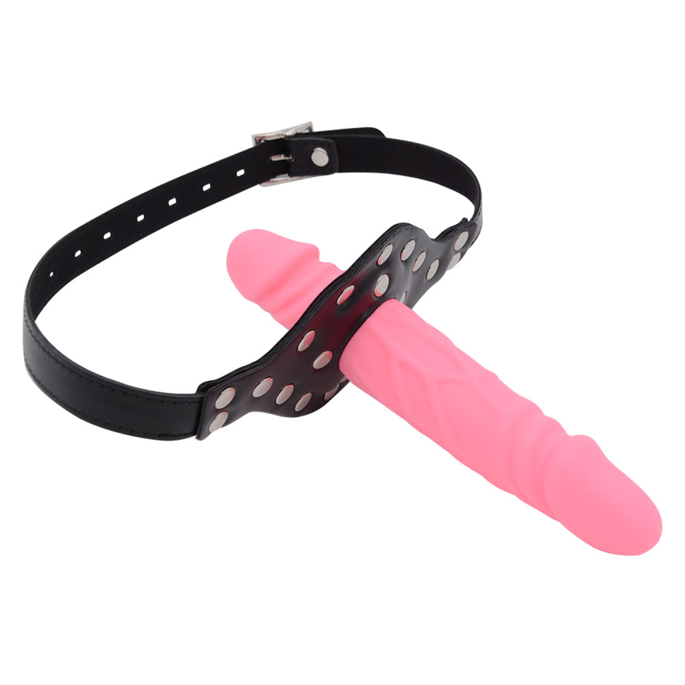 Pink Femdom Strap-On Face Dildo Gag
