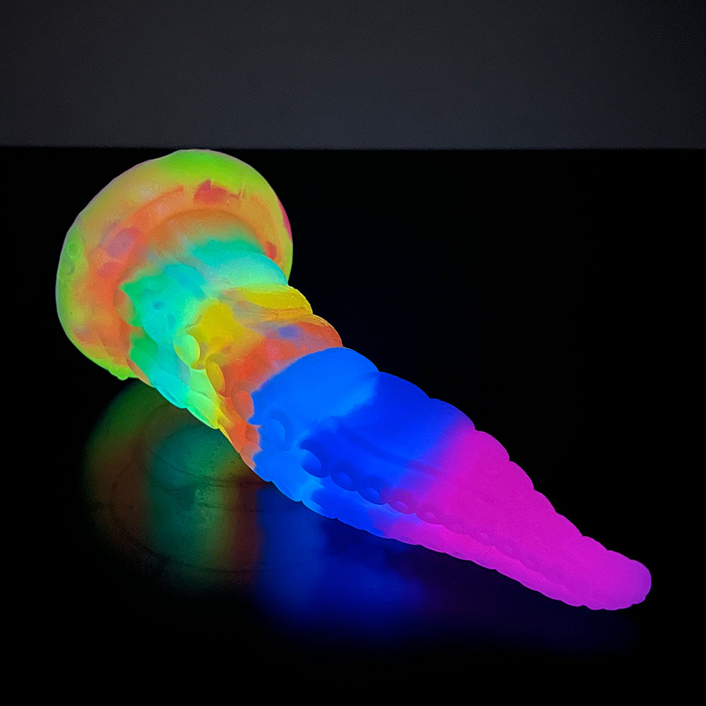 Rainbow Glow in the Dark Tongue Tentacle Dildo