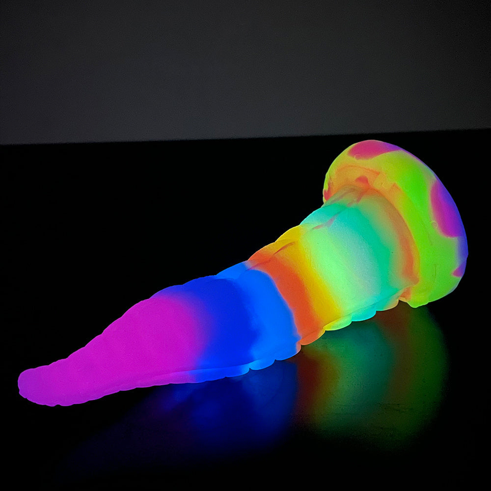 Rainbow Glow in the Dark Tongue Tentacle Dildo