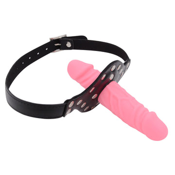 Pink Femdom Strap-On Face Dildo Gag
