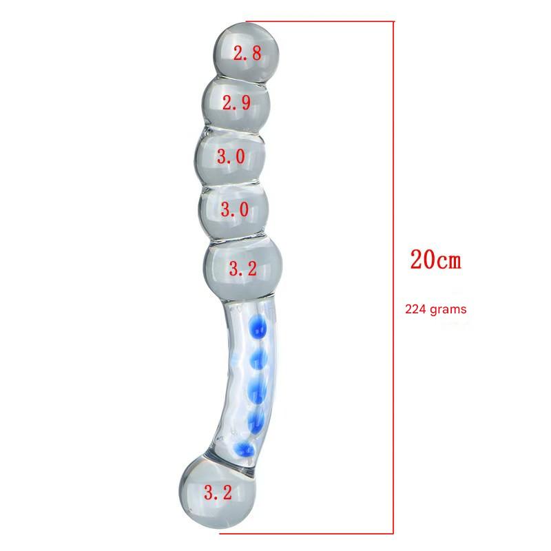 Pink Beads g-Spot Stimulator Glass Dildo
