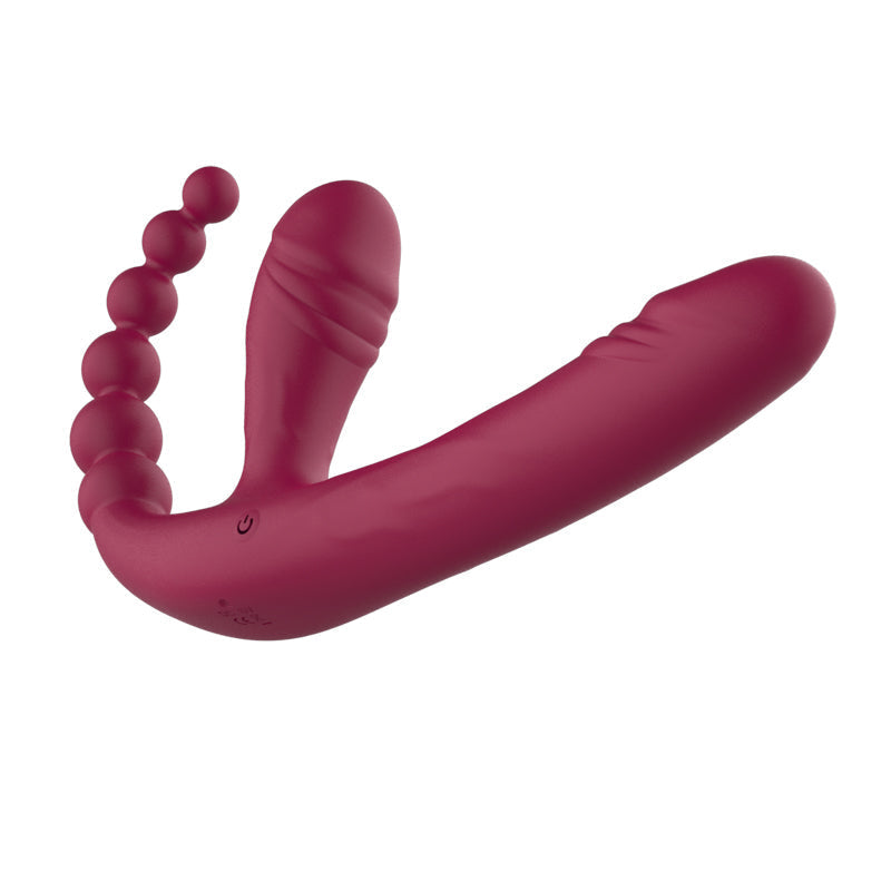 Three Head Sex Toy Couple Strapless Strap-On Dildo