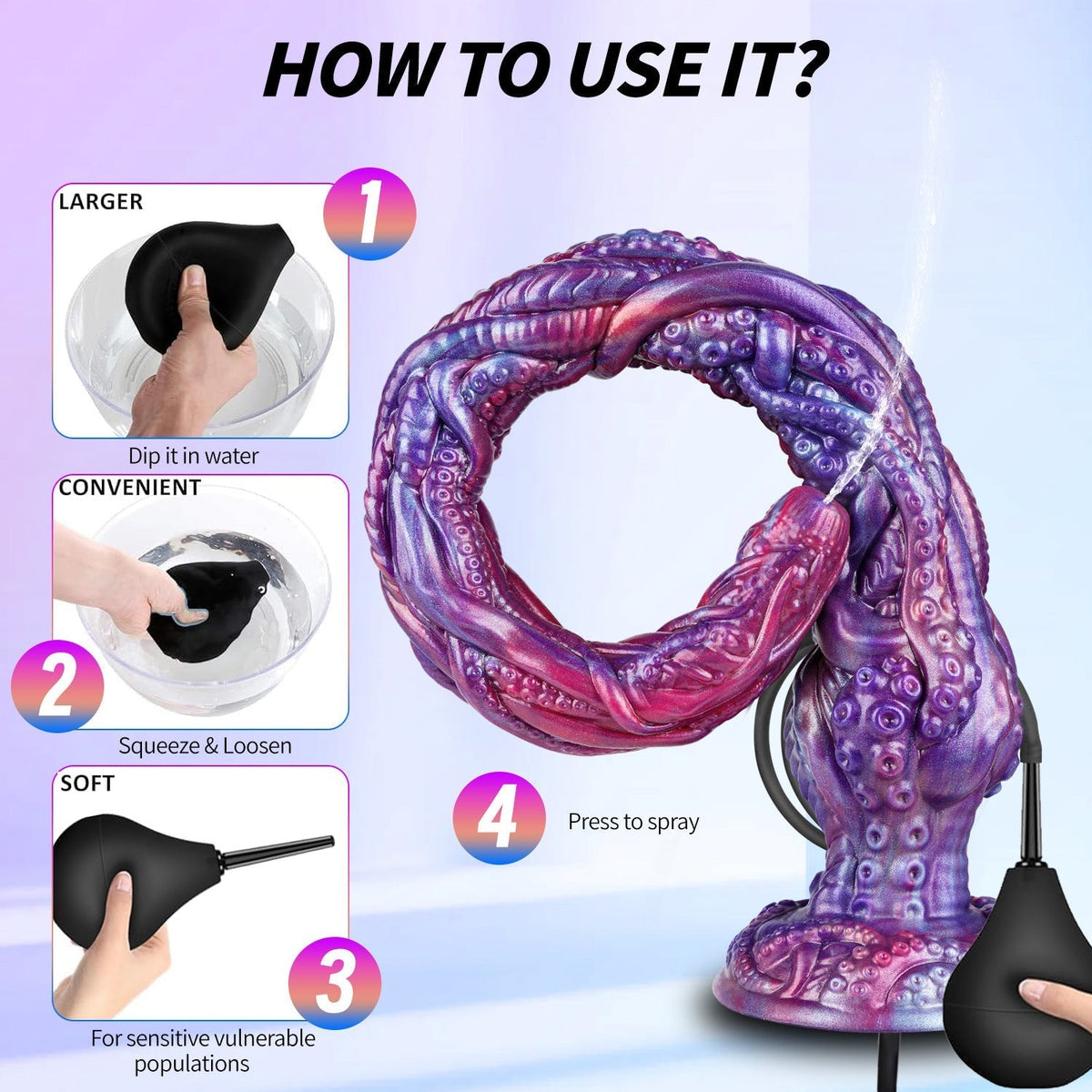 20 Inch Purple Fantasy Slim Tentacle Ejaculating Dildo