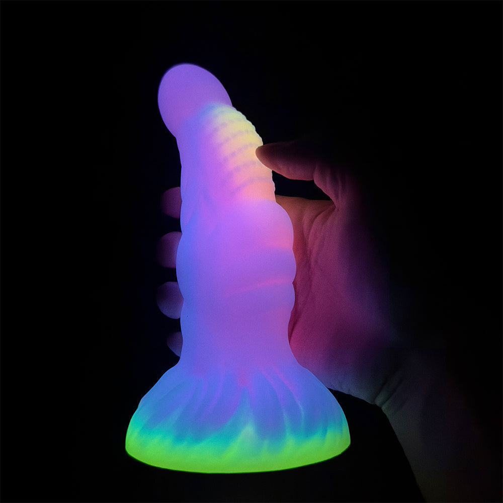 7 Inch Light up Pink Fantasy Ribbed Monster Dildo