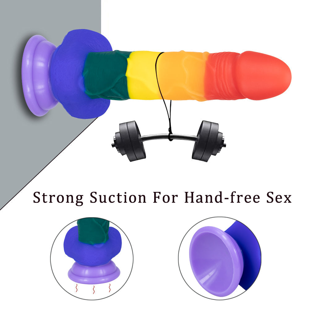7.8 Inch LGBT Rainbow Silicone Strap on Dildo