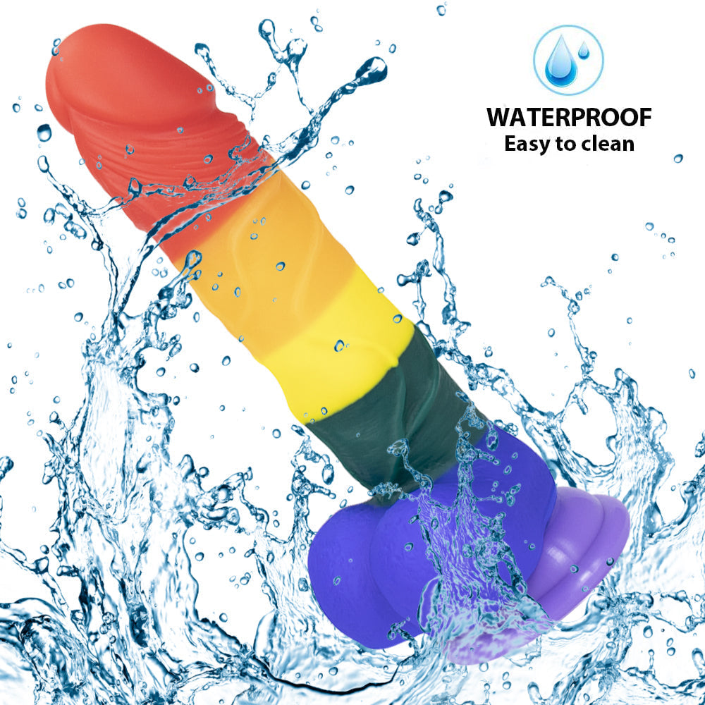 7.8 Inch LGBT Rainbow Silicone Strap on Dildo