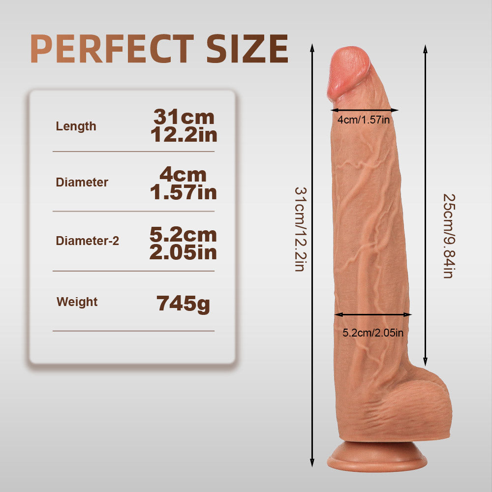 30.5 cm Soft Silicone Realistic Huge Anal Dildo