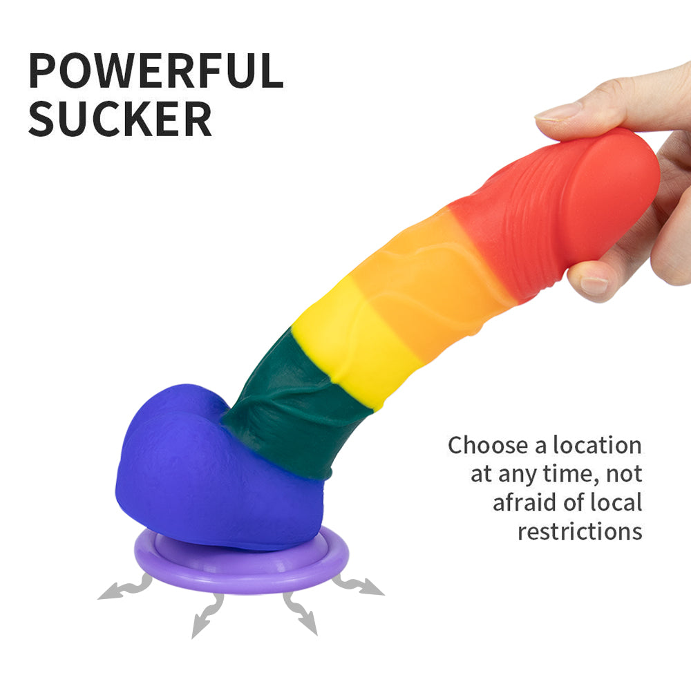 7.8 Inch LGBT Rainbow Silicone Strap on Dildo