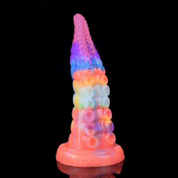 Rainbow Glow in the Dark Tongue Tentacle Dildo