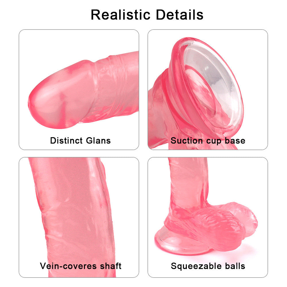 7.5 Inch Pink Red Clear Jelly Curved Dildo