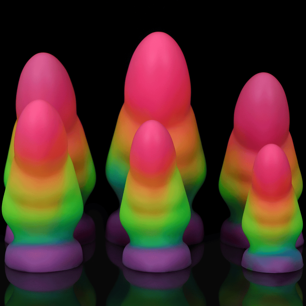 Rainbow Light Up Short Thick Butt Plug