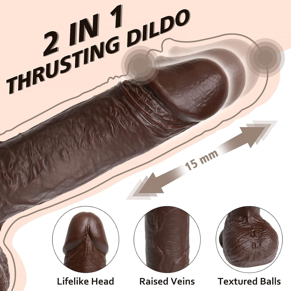 Remote Control Black Vibrating Thrusting Dildo