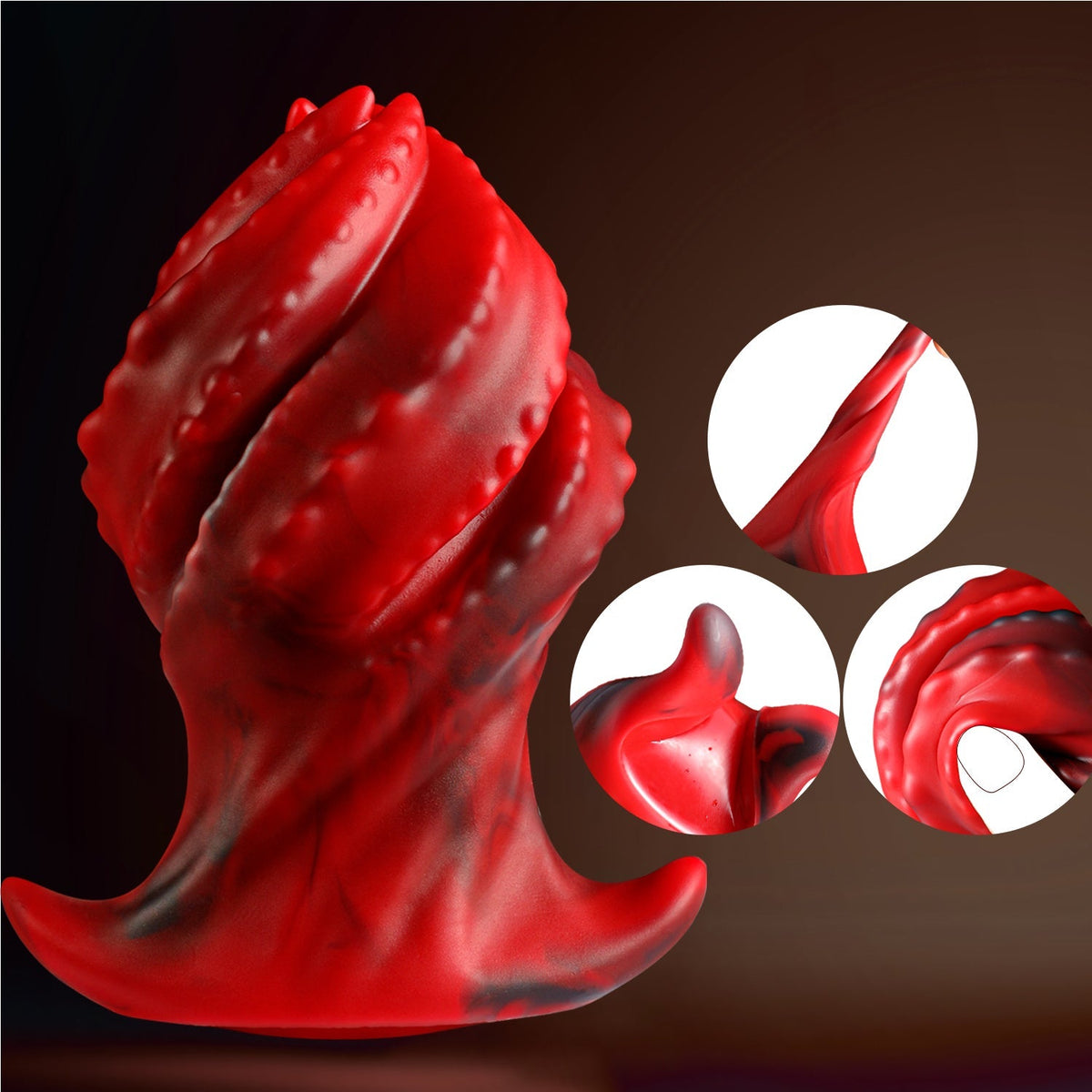 Red Monster Rotating Tentacle Huge Butt Plug
