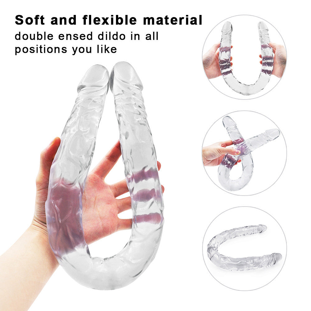21 Inch Clear Jelly Curved Double Ended Dildo