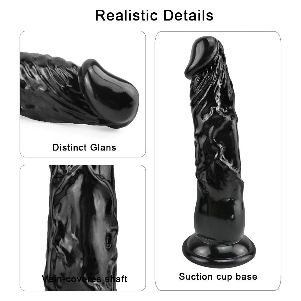 20 cm Super Straight Black Dildo