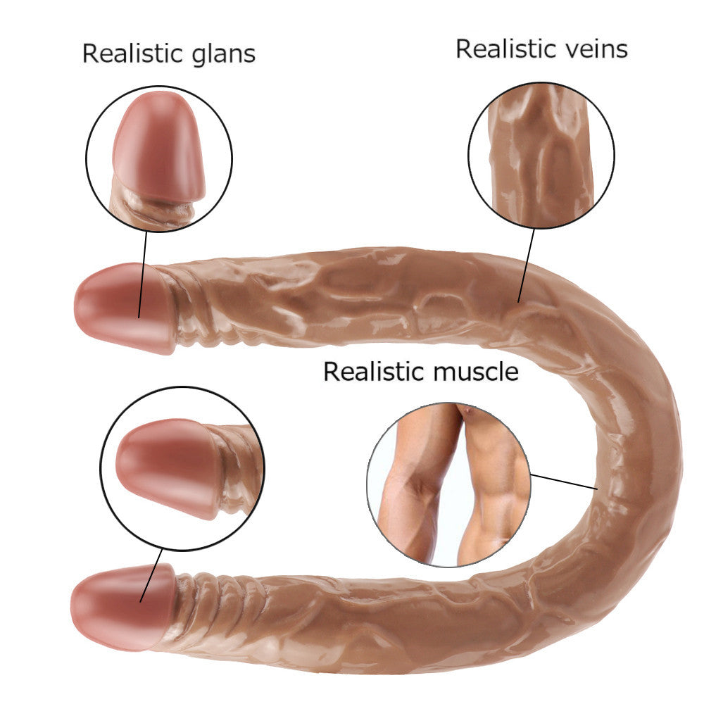 21 Inch Brown Realistic Lesbian Double Ended Dildo