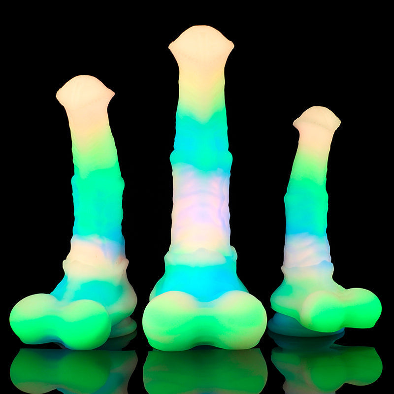 Glow in the Dark Fantasy Rainbow Horse Dildo