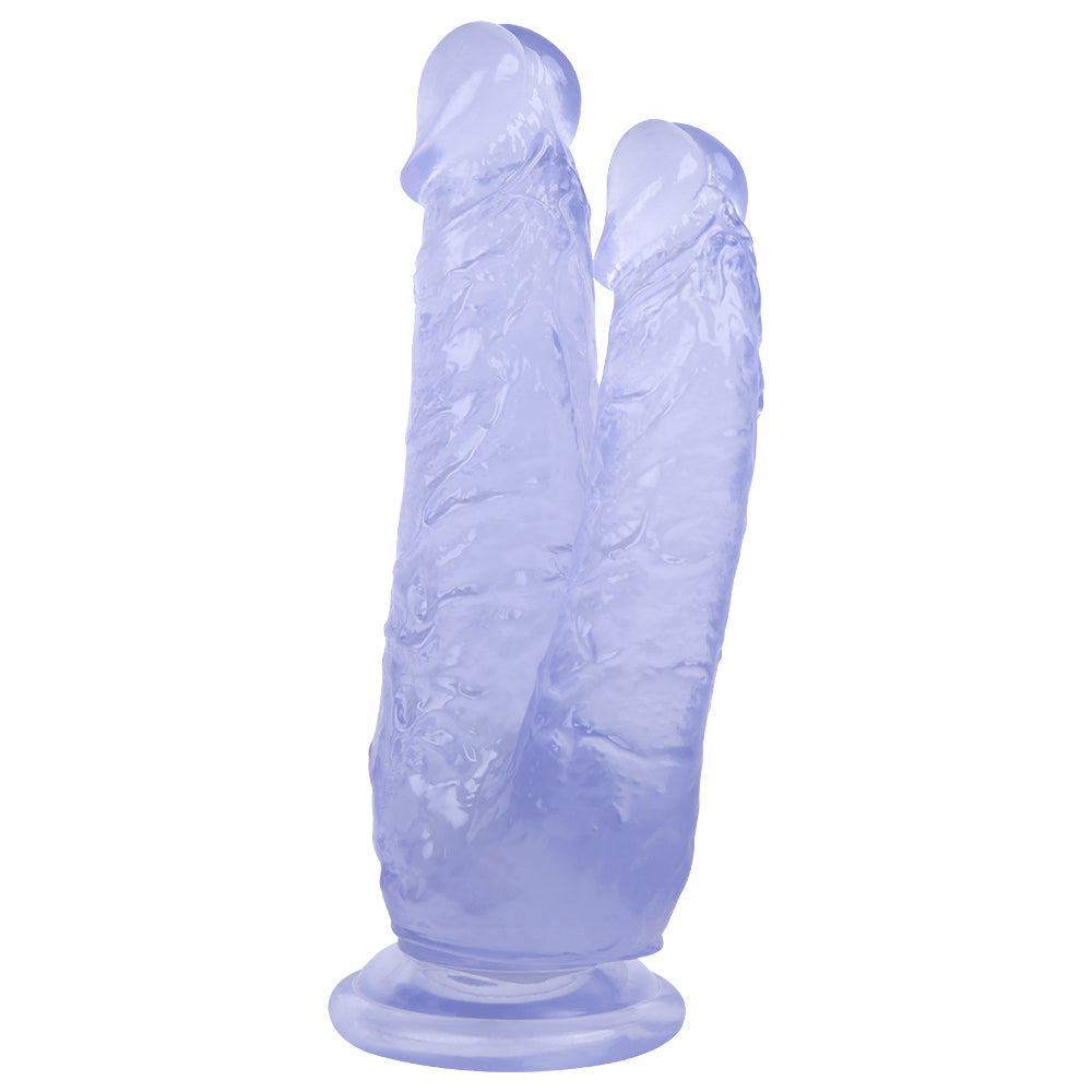 Blue Jelly Realistic Textured Double Penetration Dildo