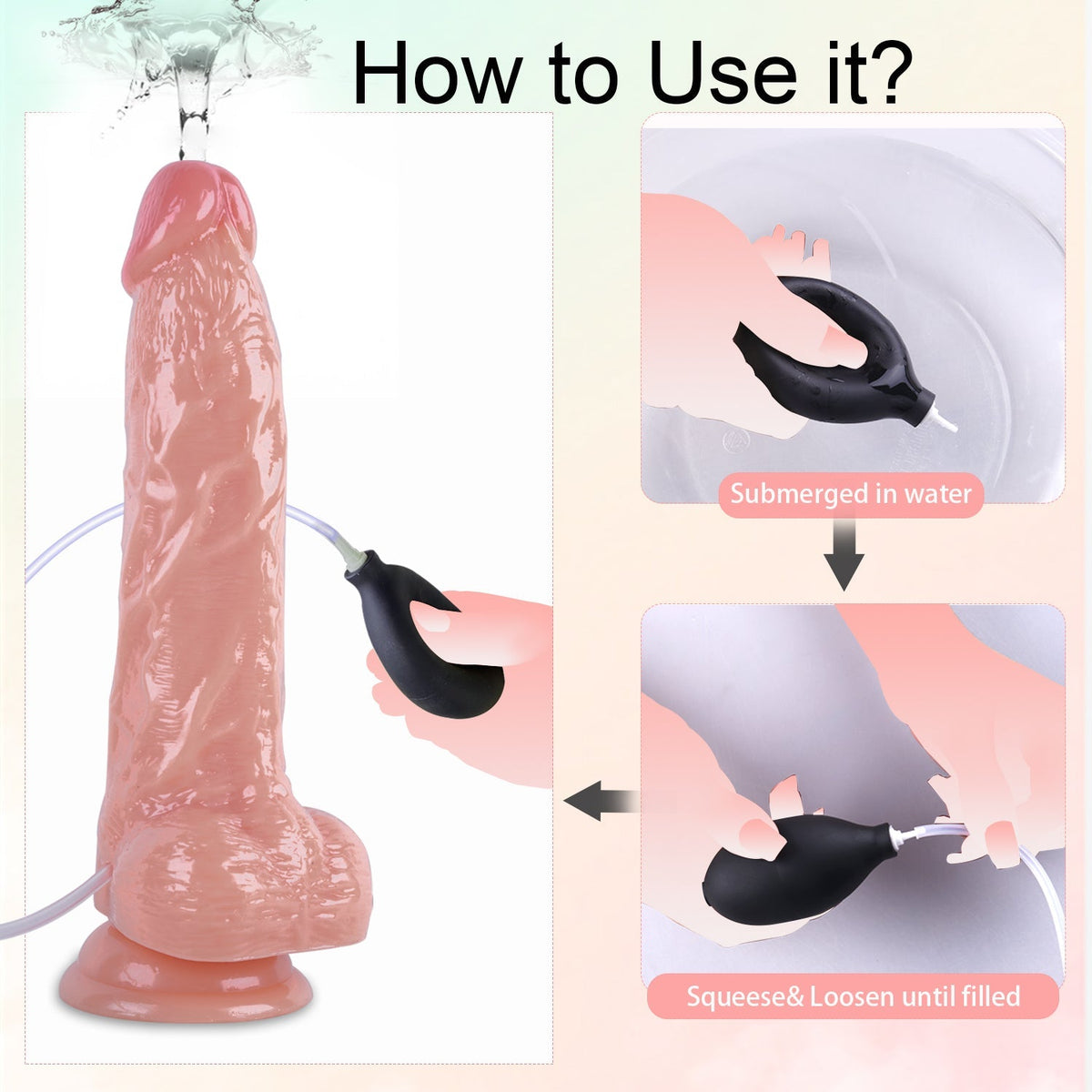 9 Inch Realistic Textured Soft Ejaculating Dildo