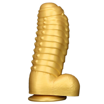 13 Inch Gold Huge Monster Textured Curved Dildo