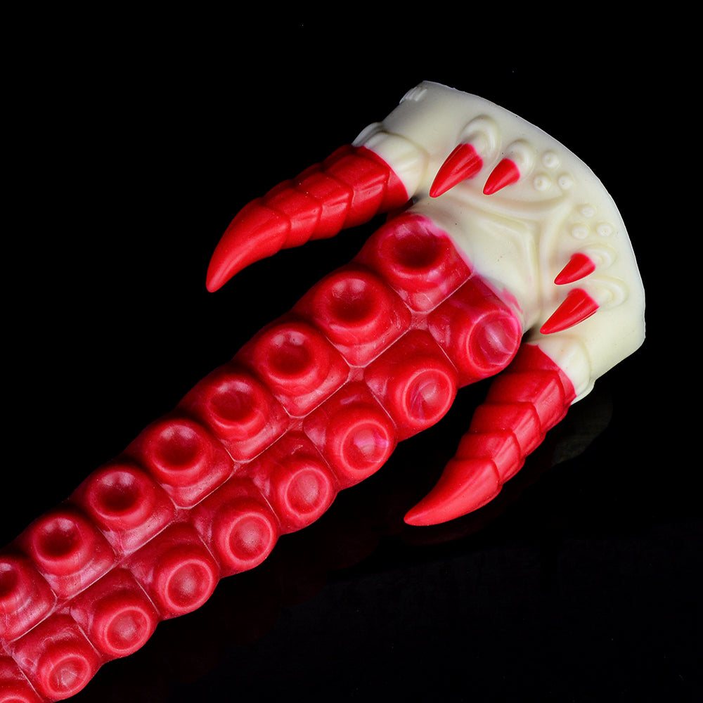 17 Inch Red Long Spiked Ribbed Tentacle Dildo
