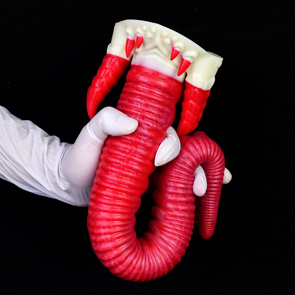 17 Inch Red Long Spiked Ribbed Tentacle Dildo