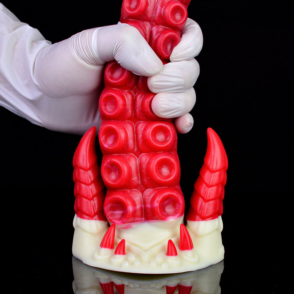 17 Inch Red Long Spiked Ribbed Tentacle Dildo
