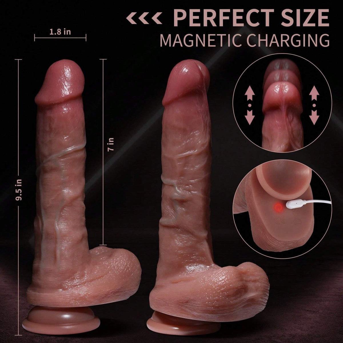 9 Inch Realistic Textured Vibrating Thrusting Dildo