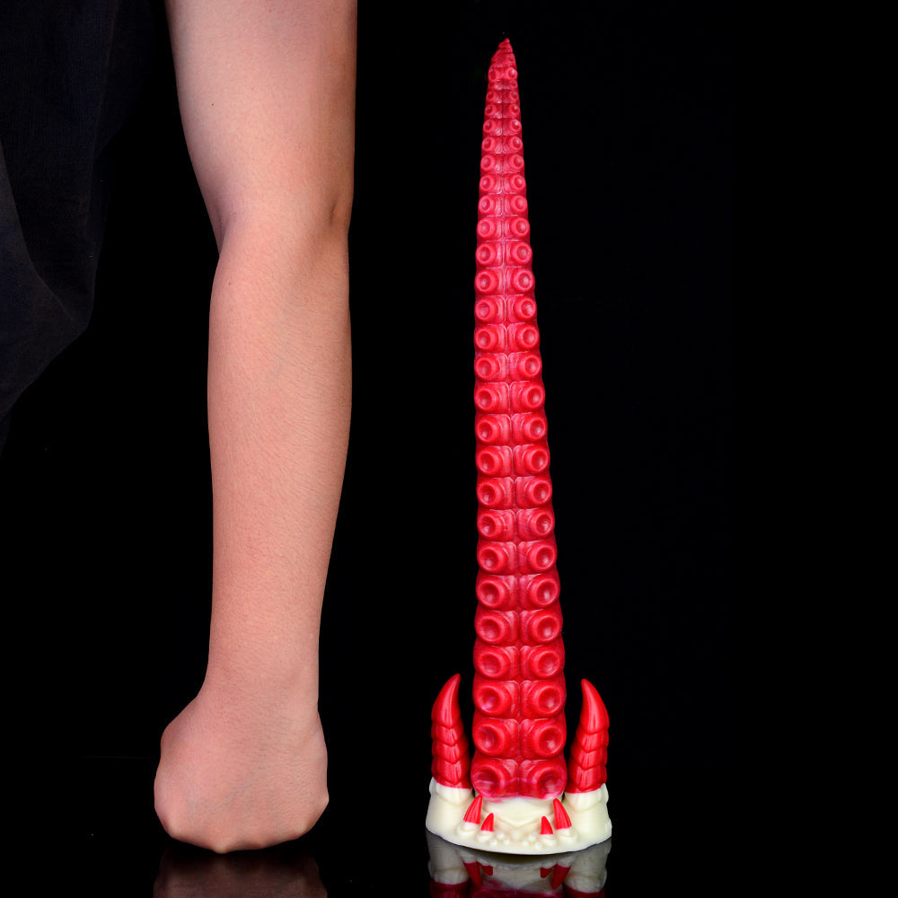 17 Inch Red Long Spiked Ribbed Tentacle Dildo