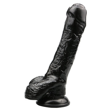8.26 Inch Black Realistic Textured Dildo with Foreskin
