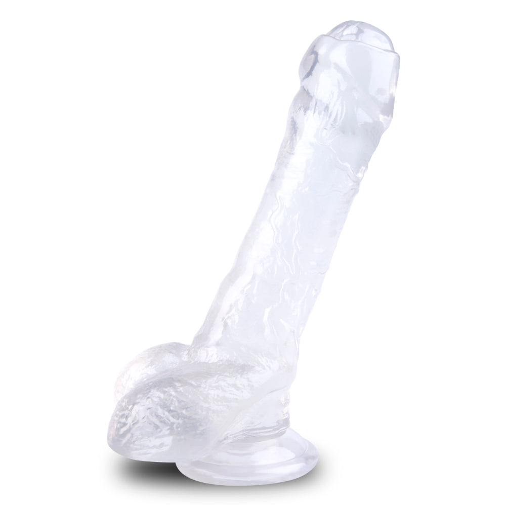 7.87 Inch Jelly Clear Dildo with Foreskin