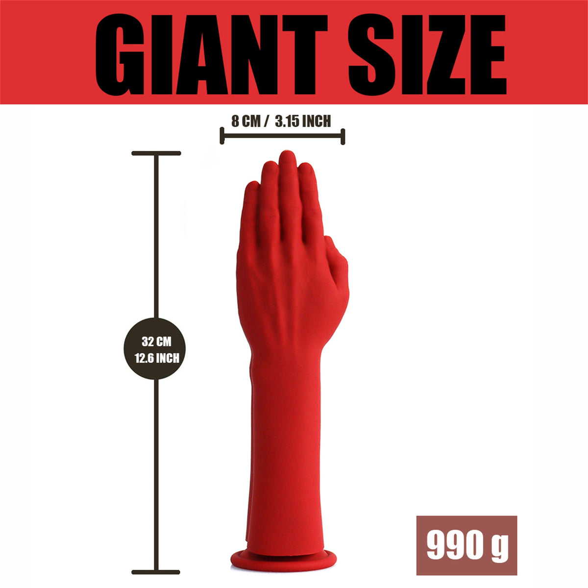12.6 Inch Red Double Hand Silicone Fisting Dildo