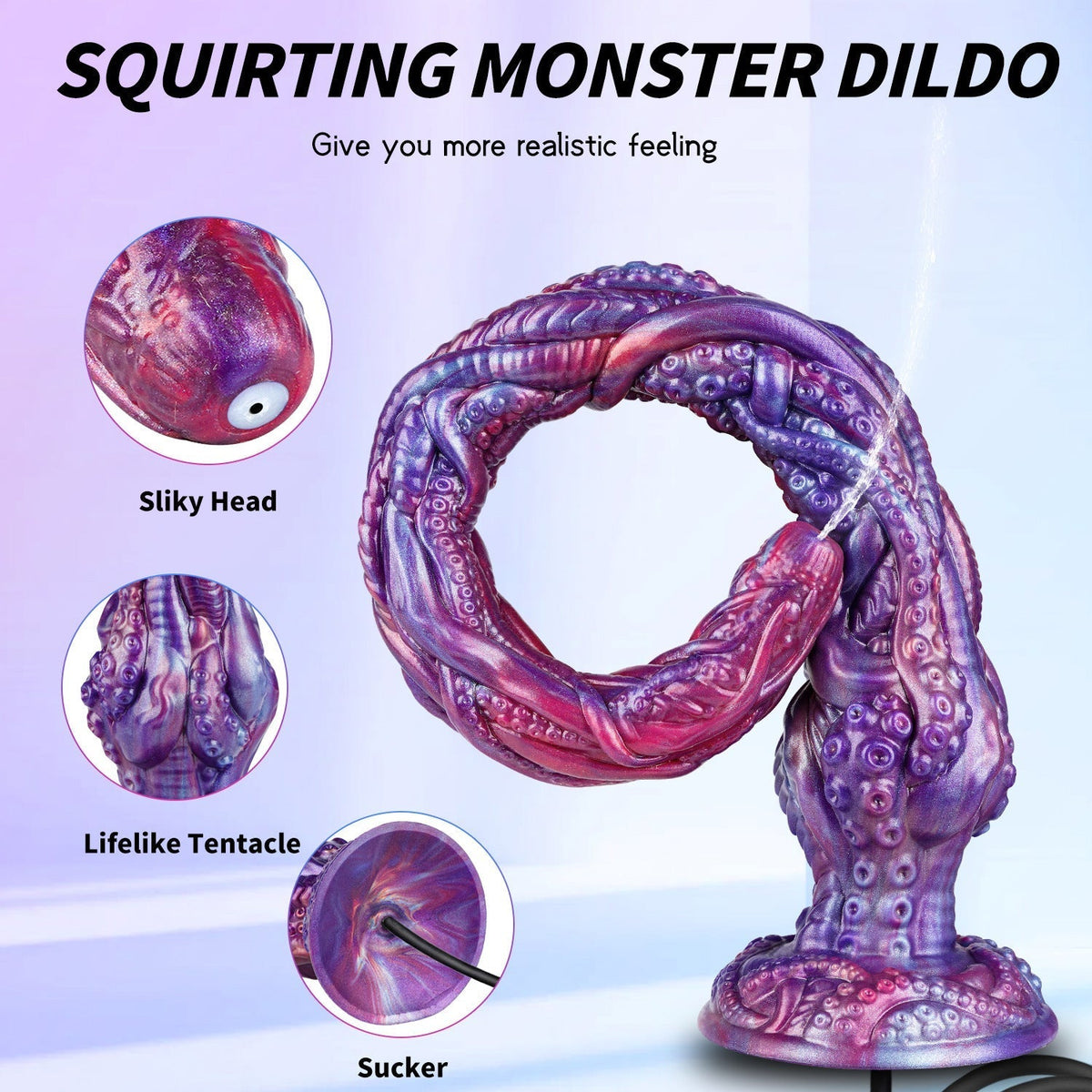 20 Inch Purple Fantasy Slim Tentacle Ejaculating Dildo